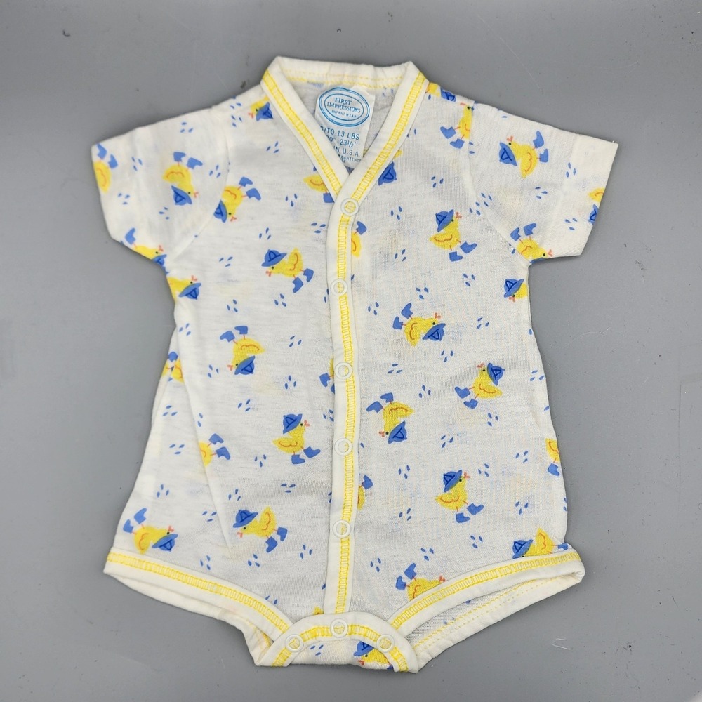 First Impressions Infant Wear Baby Size 0-6 Months One Piece Bodysuit Duck Rain